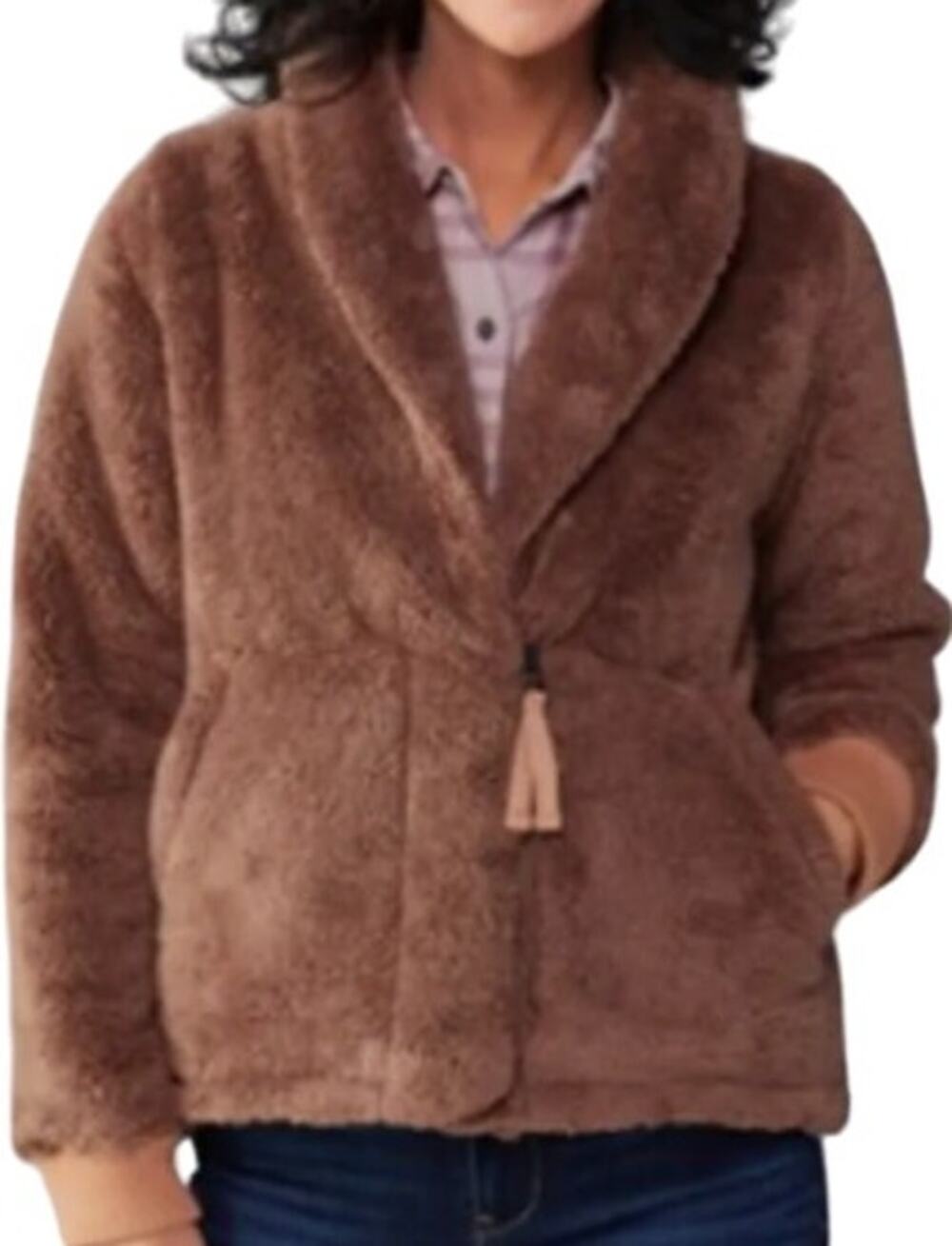 Rei Co-Op Nook Cardigan Sweater Pocket Shawl Collar Fleece Nomad Brown Medium